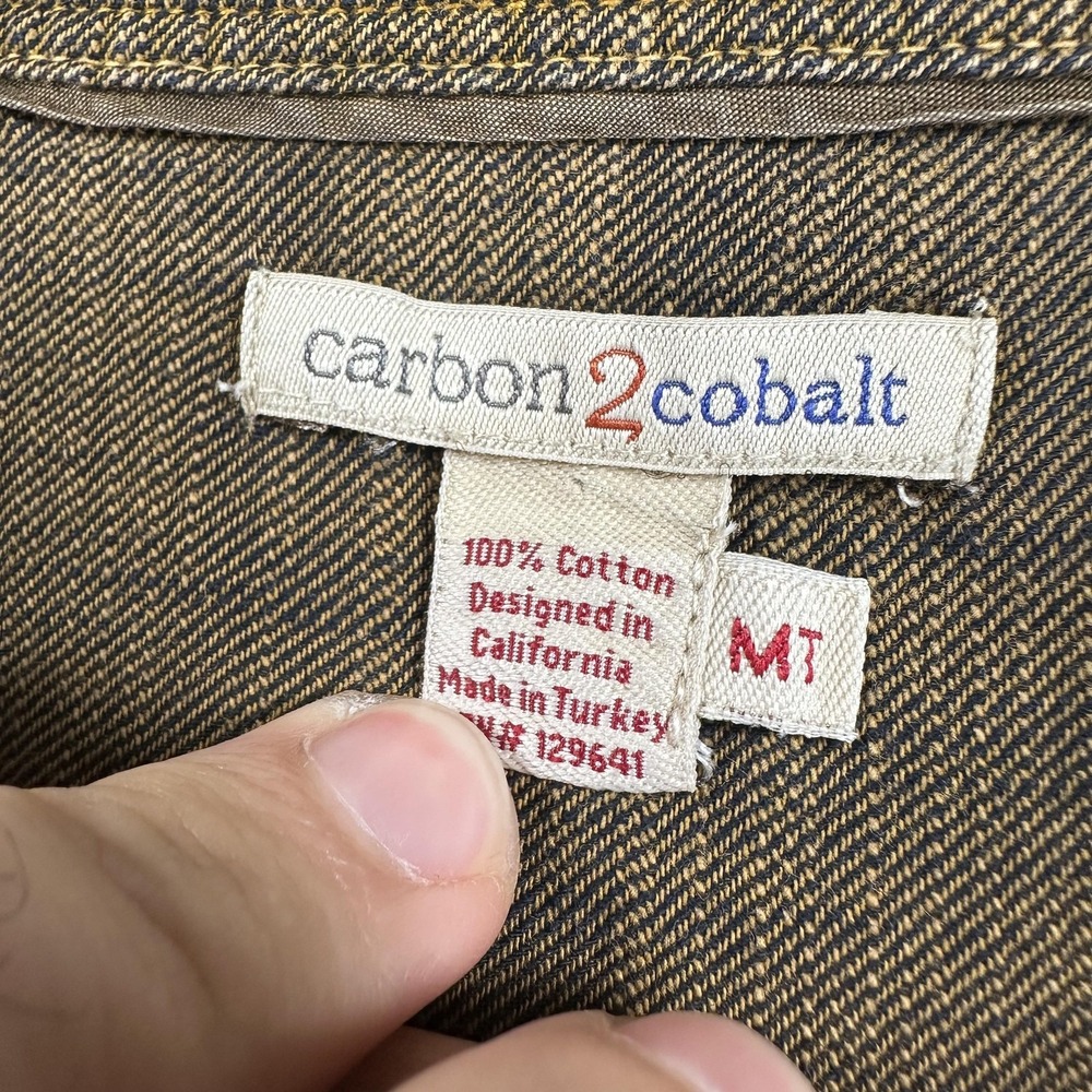 Carbon 2 Cobalt Shirt Mens Medium Tall Green Cotton Long Sleeve Button Front - Picture 3 of 12